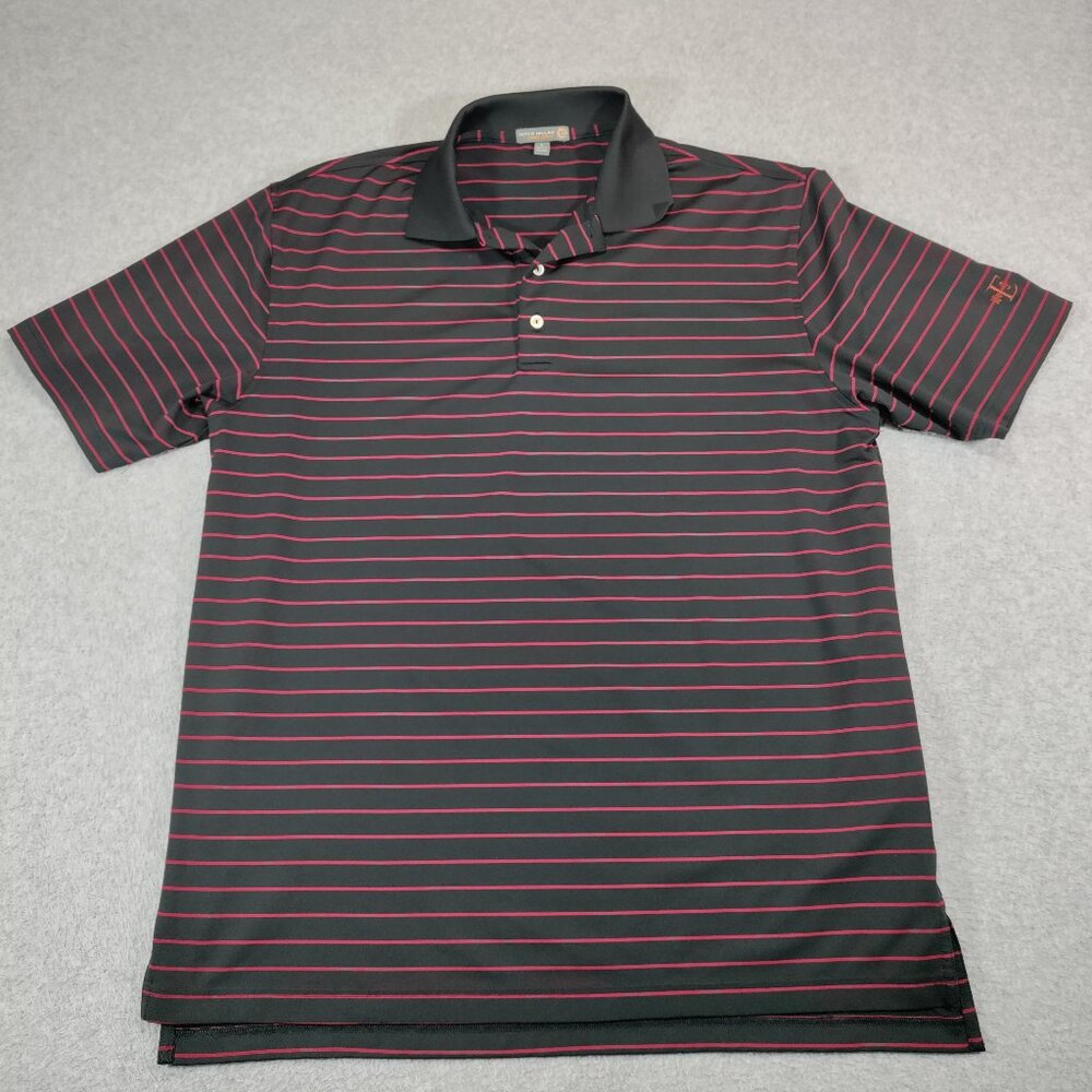 Peter Millar Polo Shirt Men Large Striped Summer Comfort E4 Stretch Jersey Golf